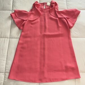 Kate Spade Dress Size S Pink Cocktail Cold Shoulder Flutter Sleeve